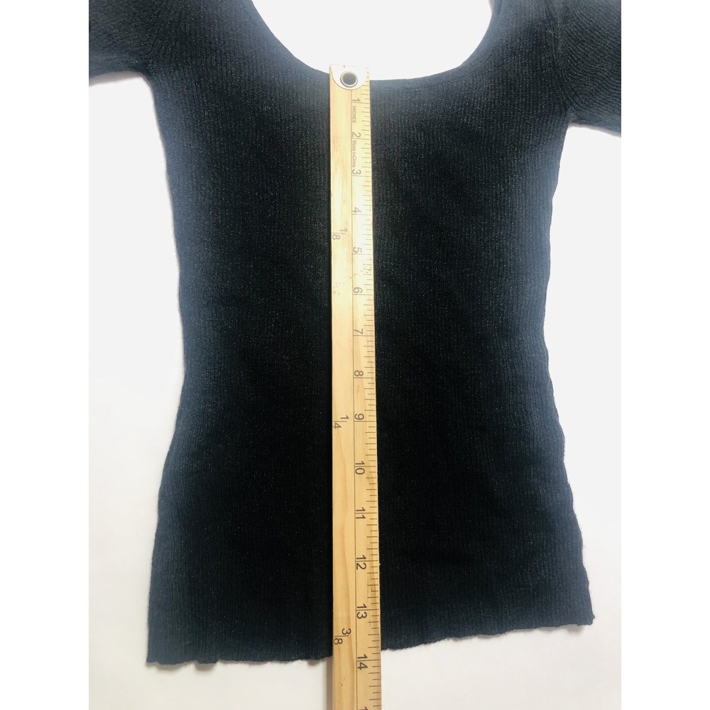 KALLMEYER Womens XS Luxury Black Shirt Top Knit Short Sleeve Scoop Linen Stretch - Picture 8 of 8